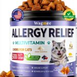 Cat Allergy Relief Chews – 500 Crunchy & Creamy Treats for All Breeds – Cat Itchy Skin & Seasonal Allergy Relief with Multivitamin and Omega-3 for Skin Health, Chicken & Krill Flavor-0