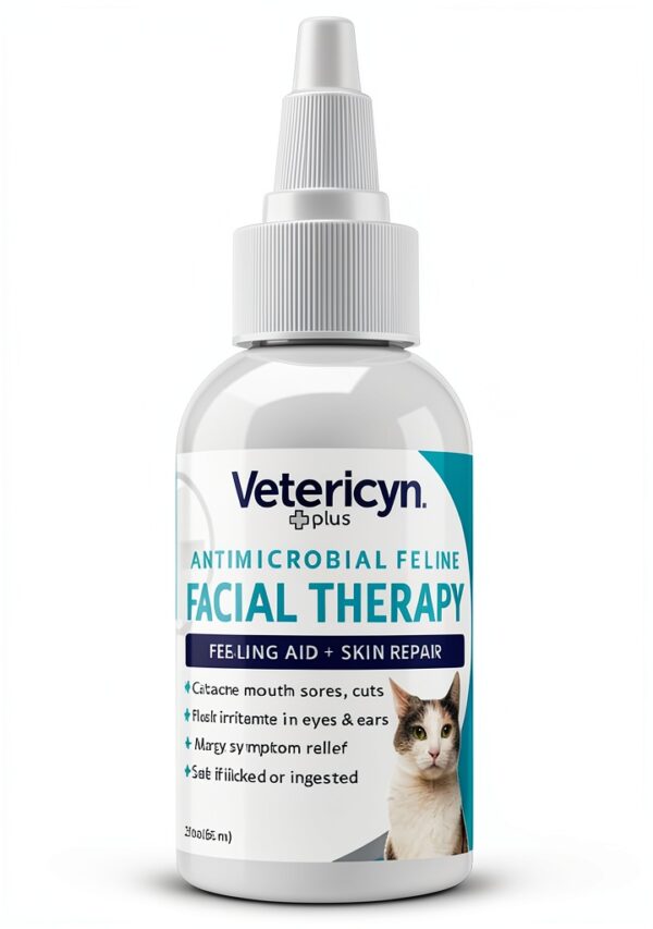 Vetericyn Plus Feline Facial Therapy | Healing Aid and Skin Repair for Different Cat First Aid Needs, Including Cat Acne, Cat Ear and Eye Problems. 2 Ounces-1
