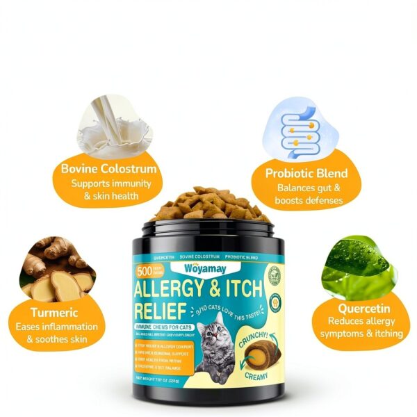 Cat Allergy Relief Woyamay 500 Crunchy Chicken Chews for Itchy Skin-4