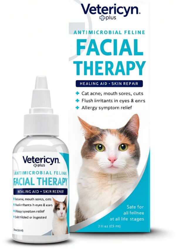 Vetericyn Plus Feline Facial Therapy | Healing Aid and Skin Repair for Different Cat First Aid Needs, Including Cat Acne, Cat Ear and Eye Problems. 2 Ounces-0