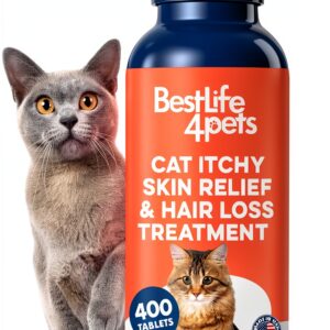 Cat Itchy Skin Relief by BestLife4Pets Allergy and Hair Loss Pills 400-0