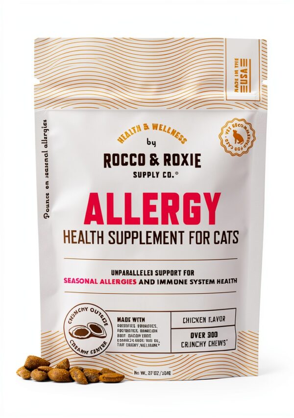 Rocco & Roxie Seasonal Allergy Relief for Cats, Cat Supplements & Vitamins, Probiotics to Support Gut Health, Fish Oil for Skin, Sneezing & Itching from Seasonal Allergies, Tart Cherry Immune Support-0