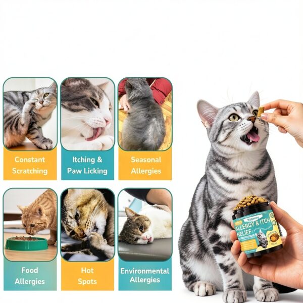 Cat Allergy Relief Woyamay 500 Crunchy Chicken Chews for Itchy Skin-2