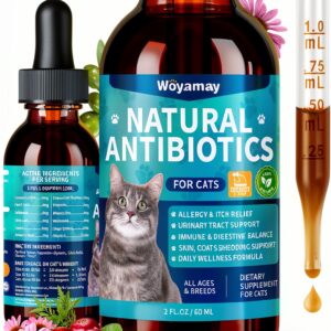 Antibiotics for Cats, Natural Antibiotic for Allergy Relief, Urinary Tract Health, Itch Relief & Digestion Care, Cat Allergy Relief for Cats, Cat Immune Support Supplement, 2 Fl Oz-0